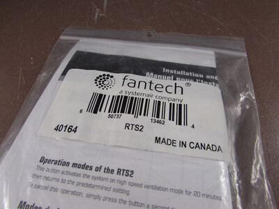 Fantech Pushbutton HRV Timer / RTS2 #40164
