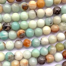 Flower Amazonite 8mm Round Semi Precious Stone Beads Q22 Beads per Strand