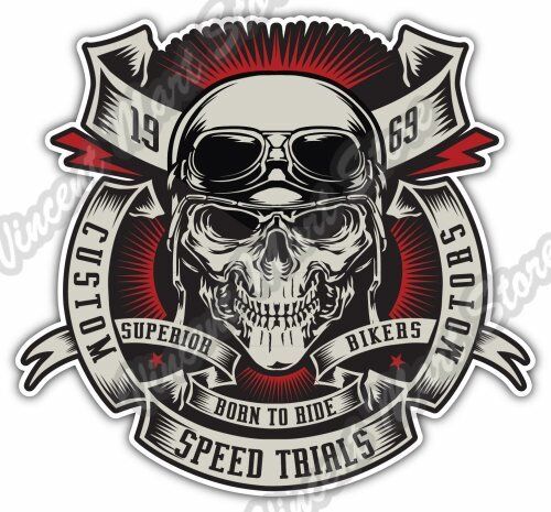 Born To Ride Chopper Bike Speed Biker Skull Car Bumper Vinyl Sticker Decal 4"X5" - Picture 1 of 1