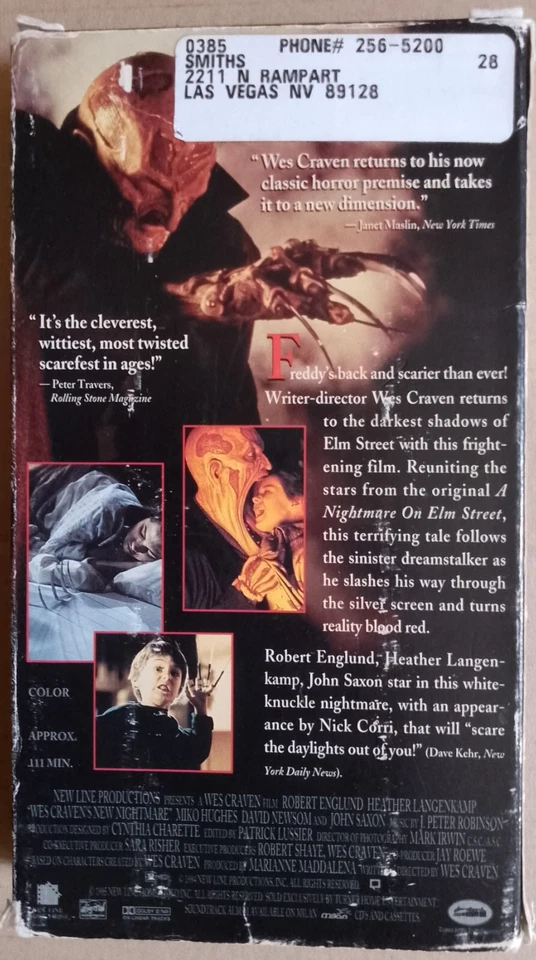 Wes Craven's NEW NIGHTMARE VHS NTSC slipcase Elm Street Freddy Kruger Ex-Rental - Image 2 of 4