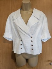 New Joe Browns White Textured Linen Blazer Jacket Uk 14 Lightweight Woven Flax