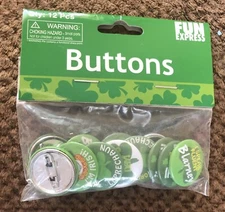 NEW - Fun Express St Patrick’s Button 12 Pack, Approx 1”