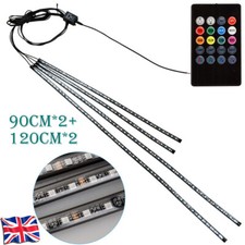 4Pcs RGB LED Under Car Tube Strip Underglow body Neon Light Kit Remote Control