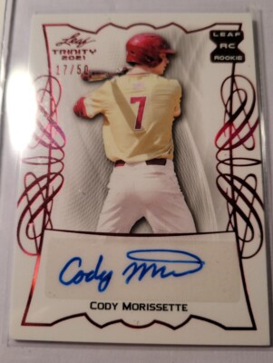 2021 Leaf Trinity Rookie Cody Morissette Auto Card Red /50