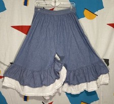 Vintage 70s Prairie Denim Skirt 29  Ruffle Tier Chambray Country Western Dance