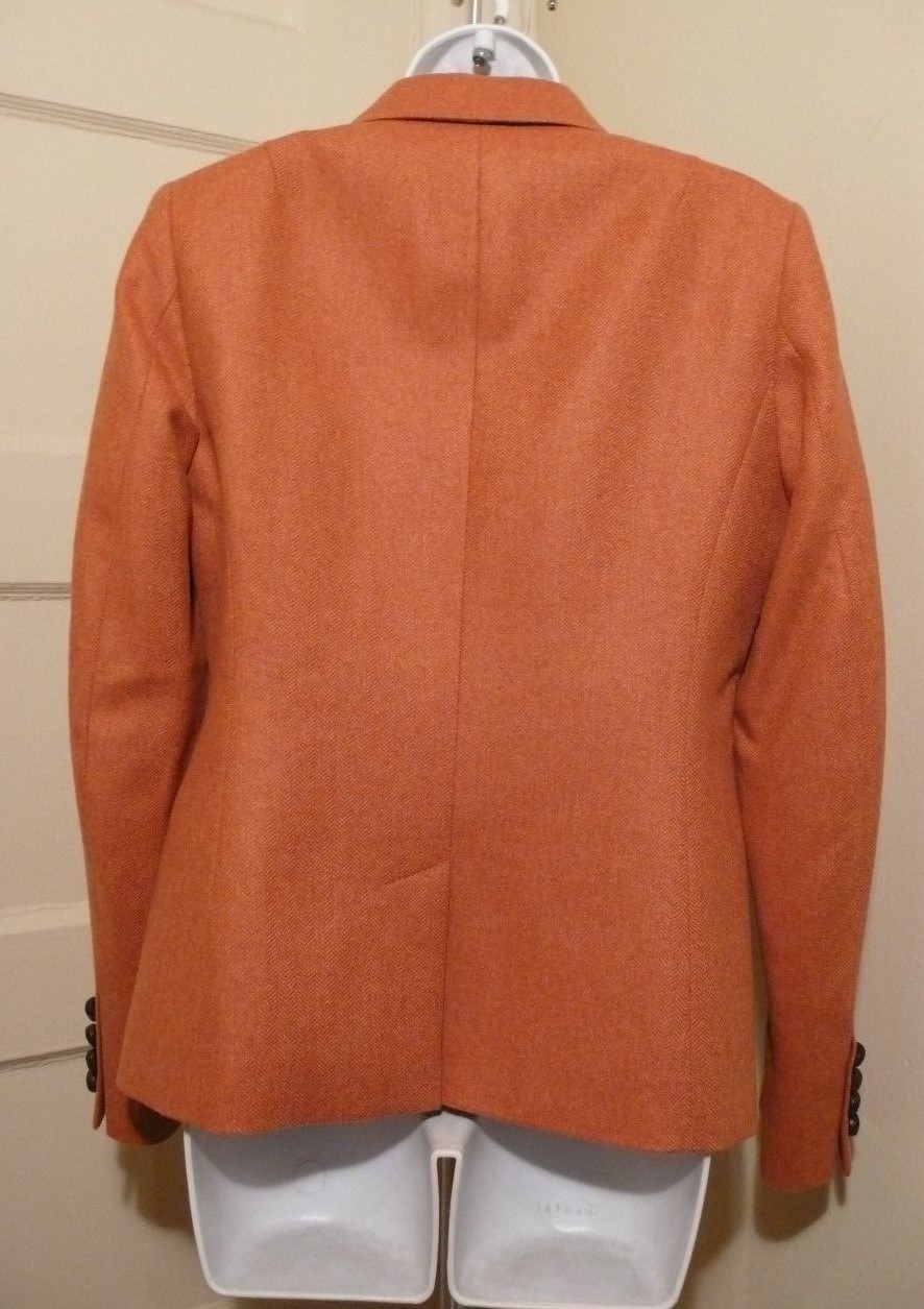 J.CREW Women's Blazer Jacket 100 Cashmere Herringbone Leather Buttons