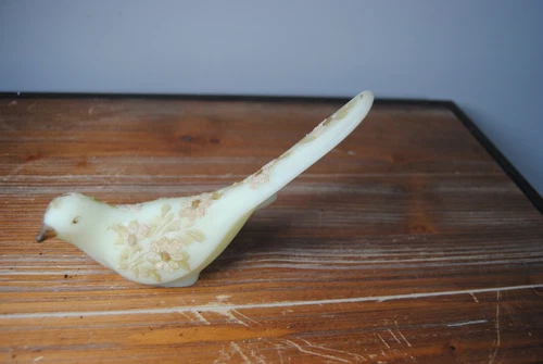 Vtg Fenton Custard Glass Bird of Happiness/Hand-Painted  By C Mackey