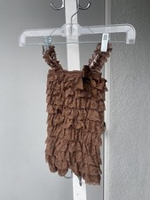 Baby Girl Ruffle Romper Photo Prop Brown Medium 6-12 Months Vintage Stretch Fall