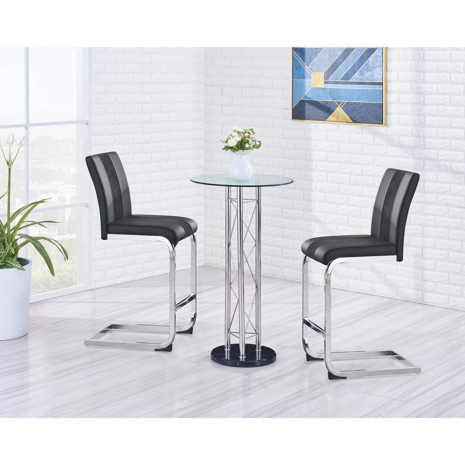 26 Барных столов из прозрачного черного и серебристого стекла с закругленными краями и мрамора 140290₽