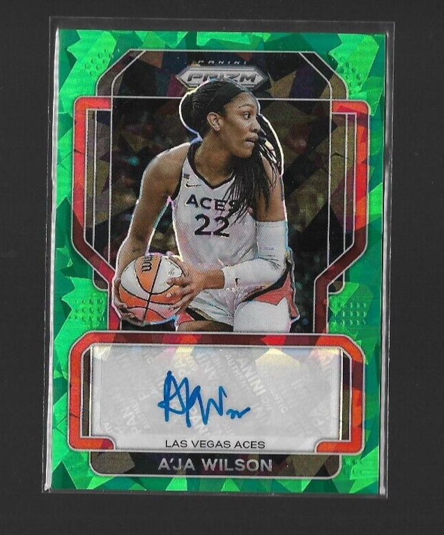 2022 Panini Prizm A'JA WILSON Auto, Signatures Green Ice Autograph