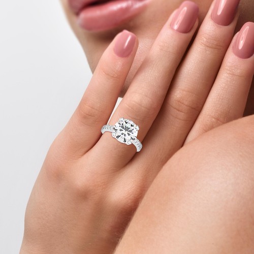 5ct IGI Certified Lab Grown Diamond Engagement Ring F VS1 Round Cut 14K Gold - Picture 5 of 14