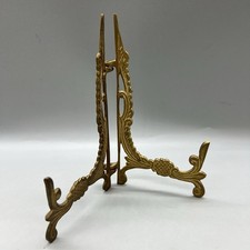 Vintage Ornate Brass Folding Picture Easel Display Stand Plate Holder