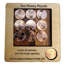 10 Penny Puzzle-A Circle Packing Problem-Ten Mint Pennies are Included