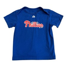 Majestic MLB Toddler Philadelphia Phillies Blue Baseball Shirt, Size 24 months