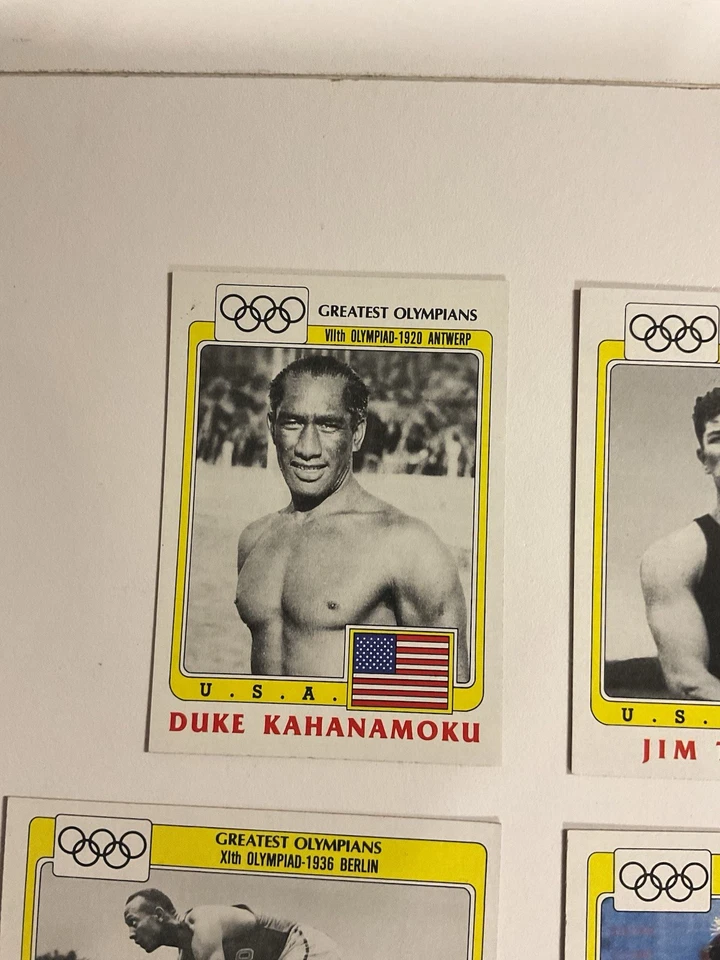 Cartões Olímpicos 1983, D. Kahanamoku, J. Thorpe, J. Owen’s, B. Jenner - Imagem 2 de 4