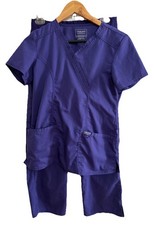 Cherokee Workwear Authentic Scrubs Women - Purple Top  Pants Set - Size XS