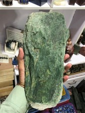 2.4KG Natural Green Nephrite Jade Raw Rough Stone Crystal Specimen