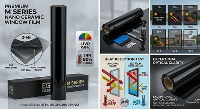 #ad Nano Ceramic Window Tint Film M Series Roll 1% 5% 15% 35% 50% 72% VLT UVR99% 2Mi $340.00