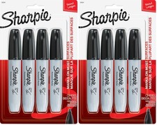 SHARPIE Permanent Markers, Large, Chisel Tip, 4 Count Pack of 2 , Black