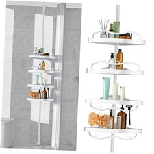 Corner Shower Caddy Tension Pole - Heavy Duty Floor to Ceiling Shower White
