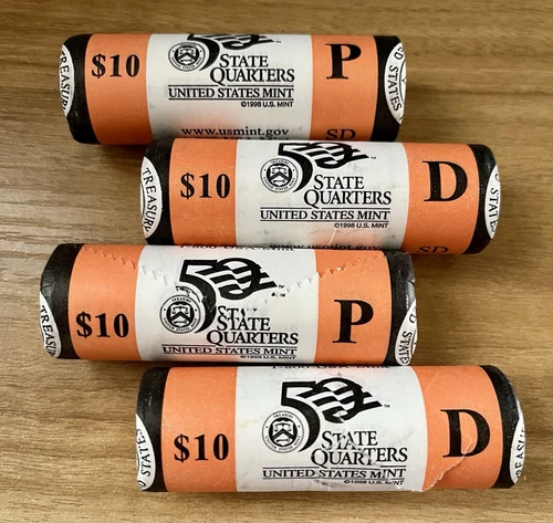 2006 P & D South Dakota Sealed Mint 50 State Uncirculated Quarter Coin Rolls 160