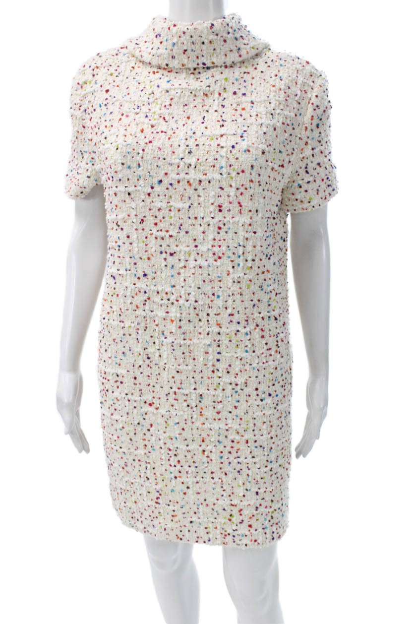 Valentino Women Shift Dress White Tweed Collared Short Sleeve Knee Size SFree Shipping in US $100+ Orders | $6.95 Orders Below
