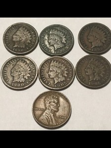 LOT OF INDIAN HEAD CENTS 1890 To 1906 Plus  1945 WHEAT PENNY 👍