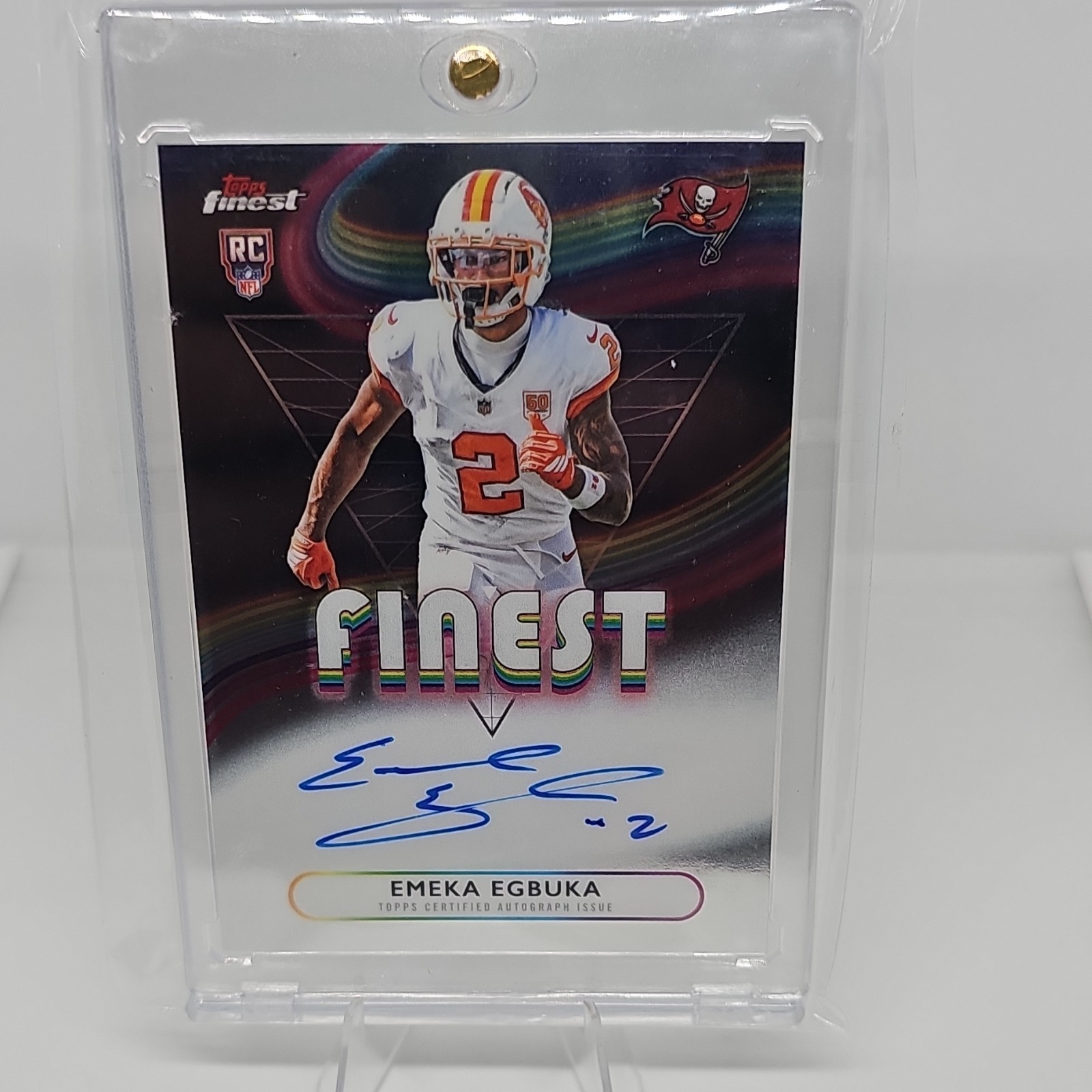 Emeka Egbuka Rookie Auto Topps Finest RFA-EE + RATED ROOKIE Optic #375 REDPRIZM!