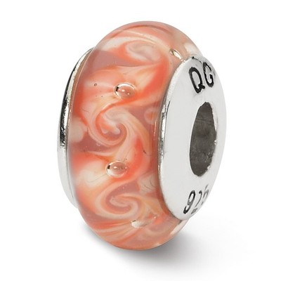 Silberne Reflexionen rosa/rot Wirbel mundgeblasene Glasperlen QRS1312