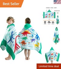 Soft  Absorbent Dinosaur Hooded Towel 60x30 for Toddlers 5-12 - Beach  Bath