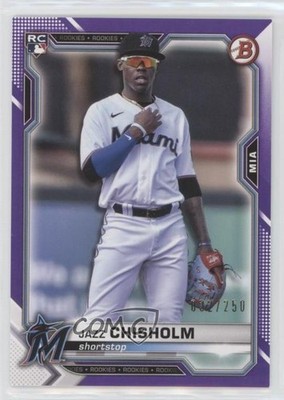 2021 Bowman Purple Border 32/250 Jazz Chisholm #71 Rookie RC n1u