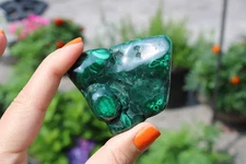 Green Malachite Polished Free Form Crystal, Stone Of Transformation