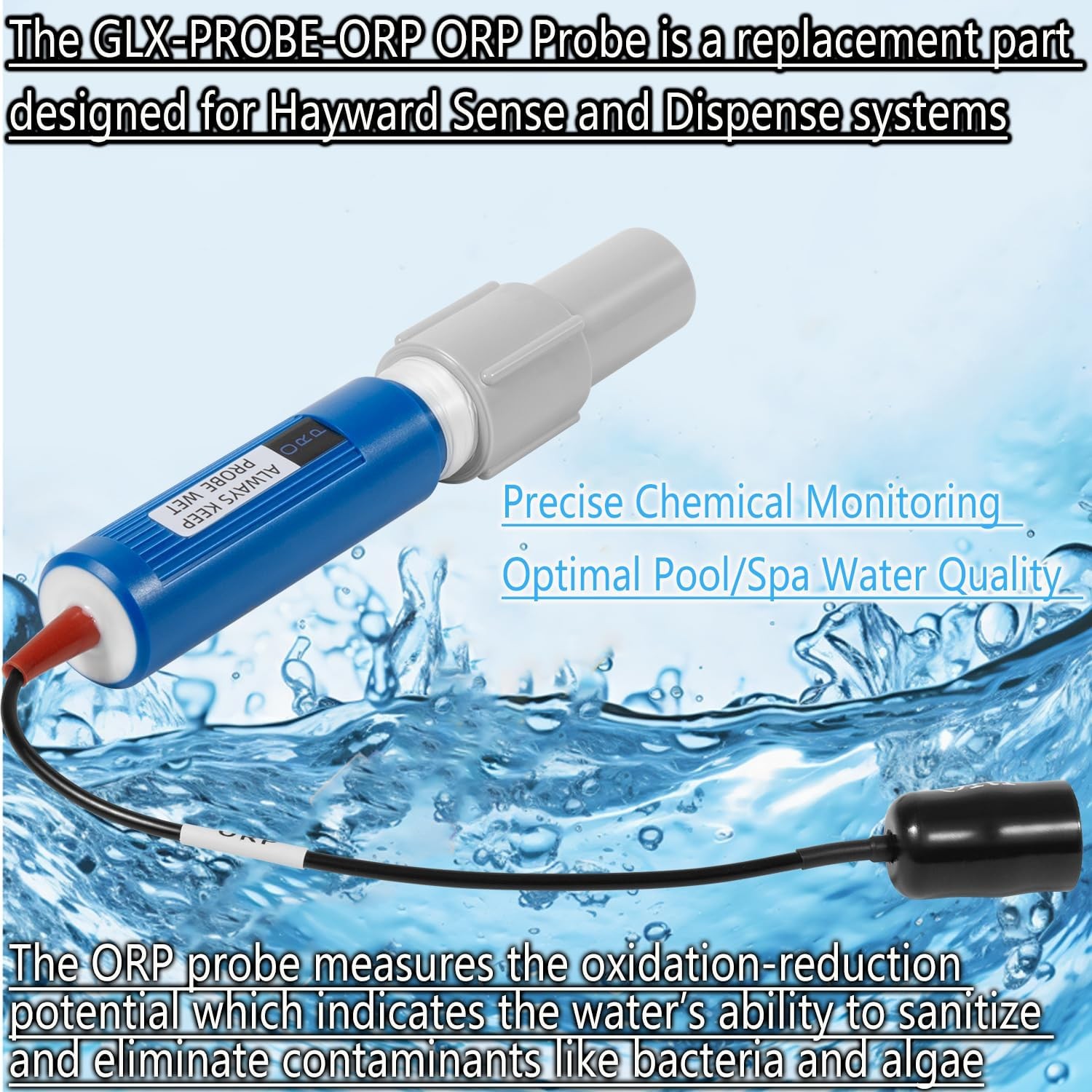 Replacement for Hayward Sense and Dispense GLX-PROBE-ORP ORP Probe
