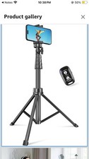 62-Inch Adjustable Selfie Stick Tripod, Aluminum Alloy, 360  Rotation, Black