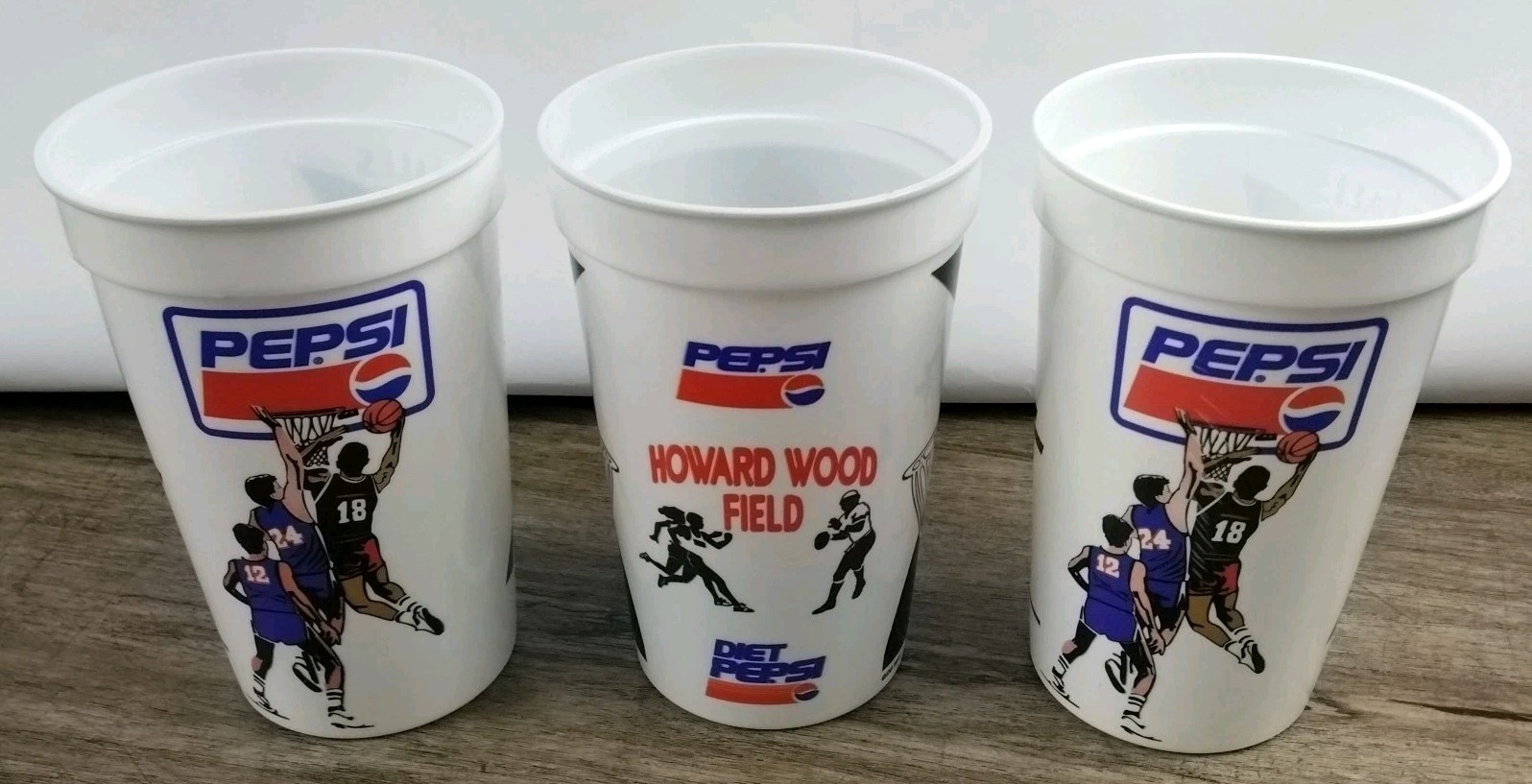 Vintage 1991 Pepsi Plastic Promo Cups Lot of 3 Ogden SD Arena Basketball Sports