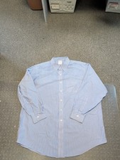 MENS BROOKS BROTHERS NON-IRON BLUE/WHITE STRIPED BUTTON DOWN SHIRT SIZE 18-34