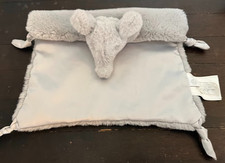 Pottery Barn Kids PBK Baby Lovey Gray Plush Elephant Knotted Corners Satin