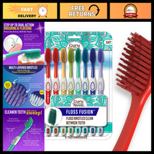 Soft Toothbrushes for Adults - Floss Fusion Design, 8 Pack, Gentle Cleaning
