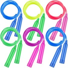 6 Pack Colorful Jump Rope Set Adjustable Plastic Jump Ropes Skipping Rope Out...