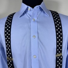 Vintage Pelican USA Suspenders Black White Dot Y-Back Clip Braces Mens