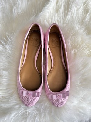 Tory Burch Marion Quilted Ballet Flats in Powder Puff Pink