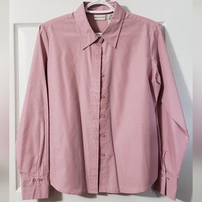 Ladies White Stag Long Sleeve Button Down Dress Shirt