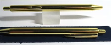 SET OF 2 TERZETTI  METAL CLICK TOP  GOLD/GT BALLPOINT PEN+POUCH
