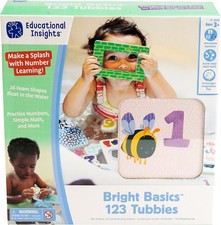 Educational Insights Bright Basics 123 tubbies, juguete de baño de aprendizaje de 11 piezas