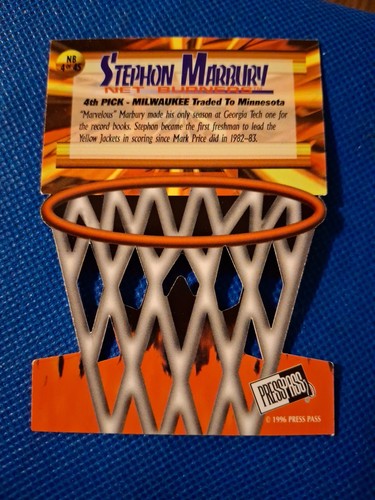 1996 STEPHON MARBURY PRESS PASS NET BURNERS ROOKIE CARD RC #NB4 TIMBERWOLVES - Picture 2 of 3