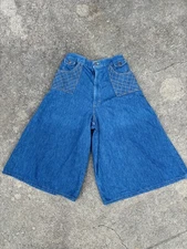 Vintage 1970s h.i.s Denim Culottes Cropped Flared Jeans 28 Waist
