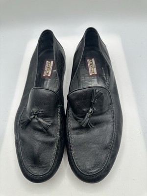 STAR ARTIOLI BLACK LEATHER TASSEL LOAFERS MEN SZ 12