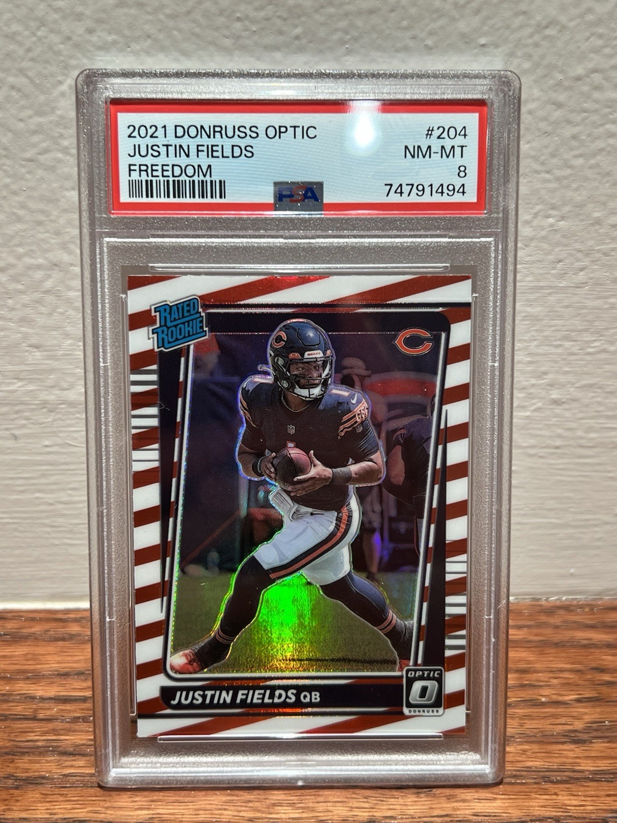 JUSTIN FIELDS 2021 Donruss Optic Rated Rookie Freedom Prizm SSP #204 PSA 8