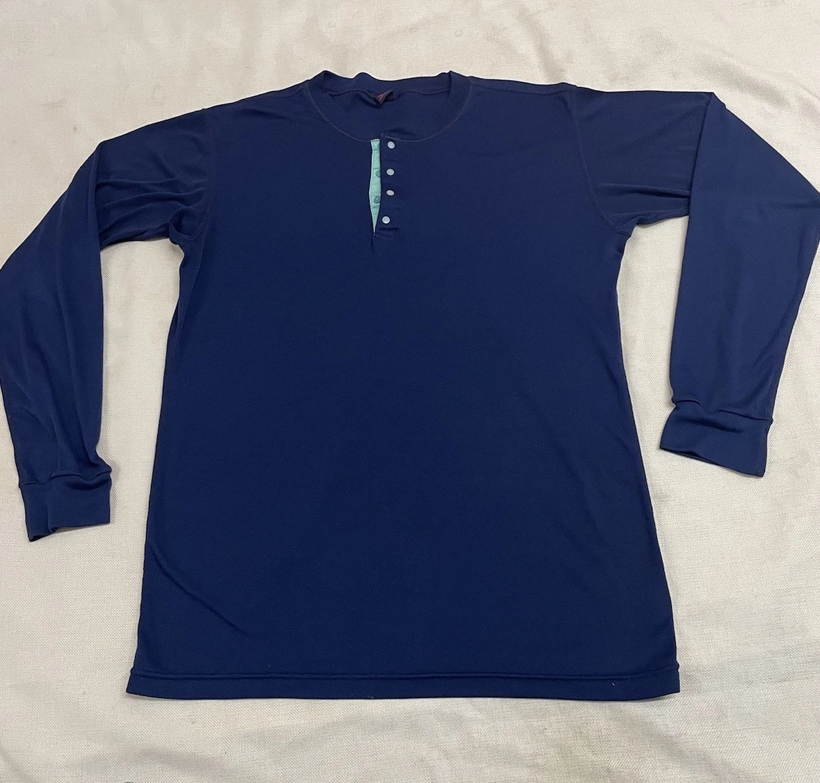 Patagonia Capilene Henley Blue Snap Front Henley Baselayer Shirt Lg Vintage -USA