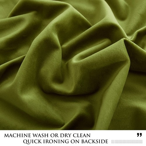 Olivgrüne Vorhänge Samt 96 Zoll für Wohnzimmer, Luxus Licht blockierend... - Bild 8 von 8